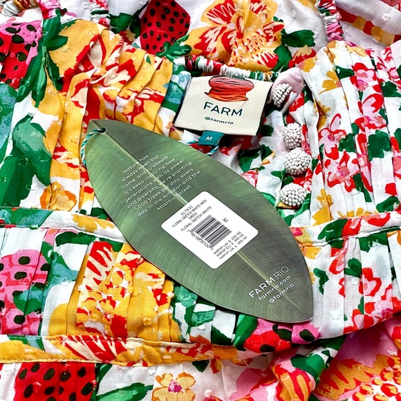 🌺🎉HP🎉🌺 NWT Farm Rio White Floral Sketch Midi Dress - Picture 16 of 16